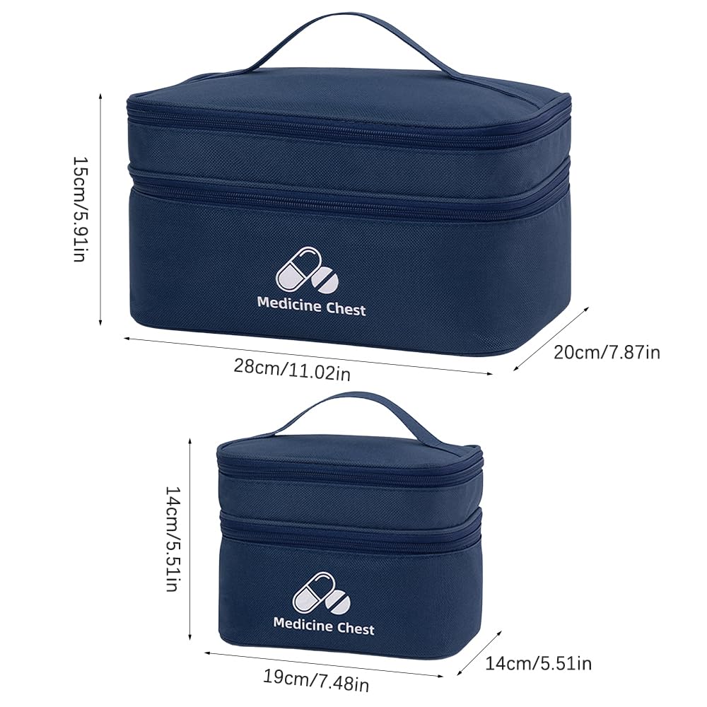 2 piezas Botiquin de Primeros Auxilios, Impermeable portátil, de gran capacidad, bolsa de almacenamiento de medicamentos para el hogar, la oficina, viajes, vehículos recreativos, de moda