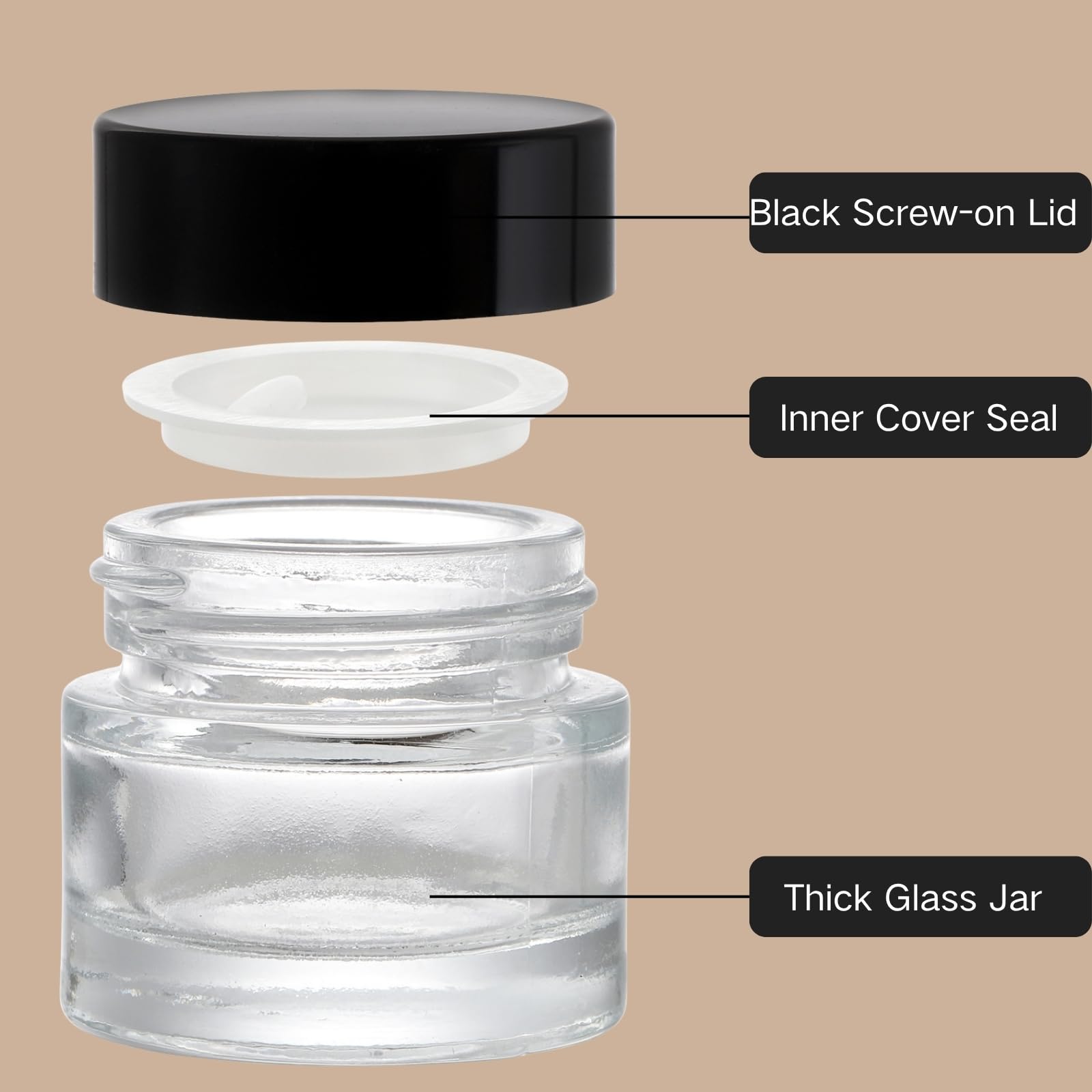 Coloch 70 barattoli in vetro spesso 10 ml con coperchio ermetico contenitori cosmetici rotondi trasparenti