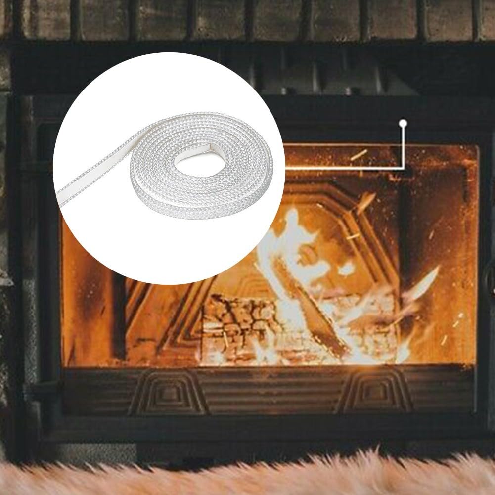 Hochtemperatur-Seil für Ofen und Pelletöfen, 15 mm breit, langlebige weiße Fasern, 200 cm Länge, hitzebeständige Dichtung für Energieeffizienz