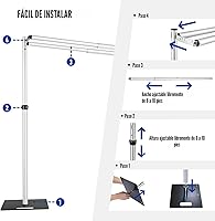 Vista 5 de Soporte de Telón de Fondo Doble Resistente, Soporte de Barra Transversal Doble de 10x10 pies con Tubo y Telón, Soporte Ajustable de Pared de Flores