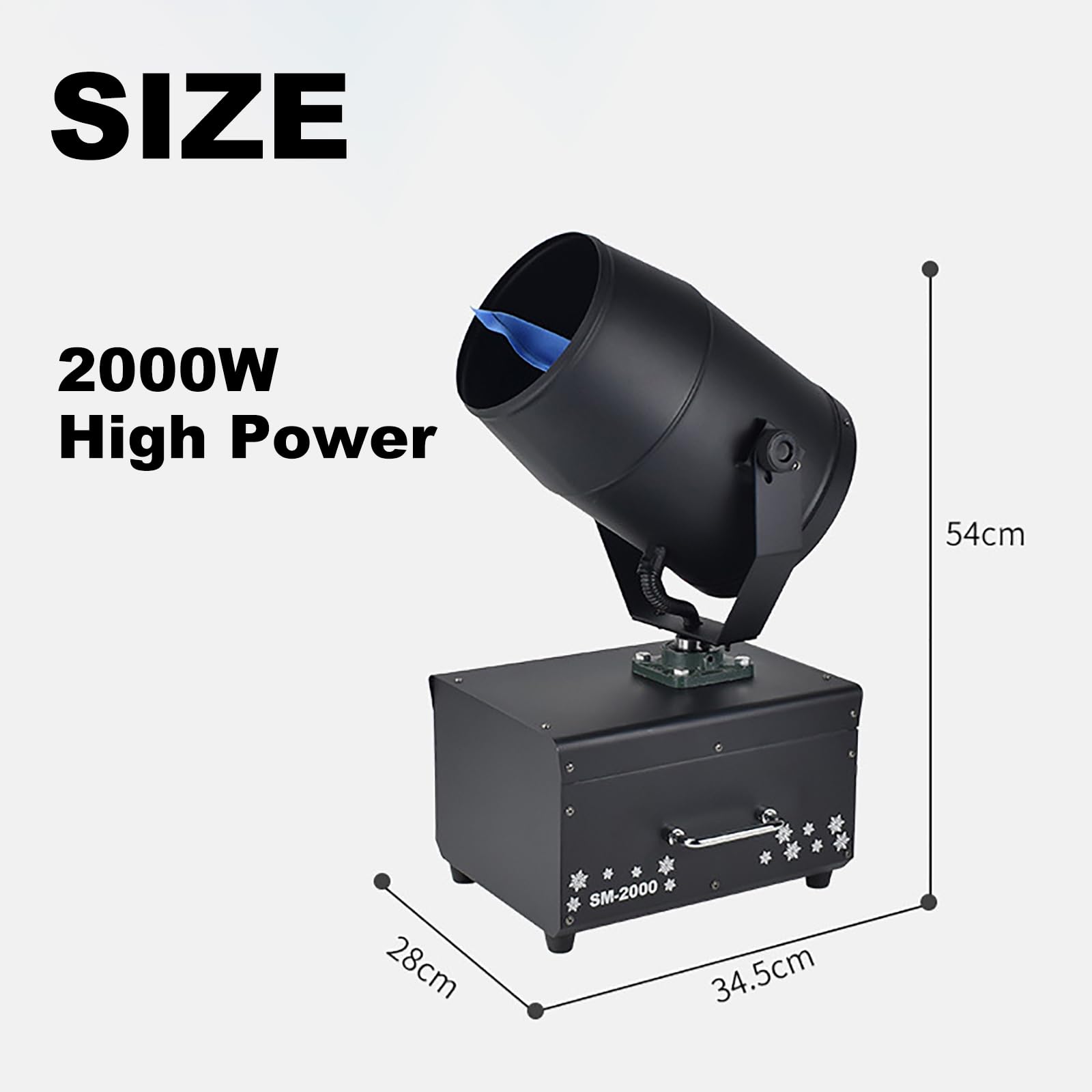 Máquinas de Nieve para Exteriores, máquina de Copo de Nieve con Cabezal agitador de 2000 W con Control Remoto inalámbrico, ángulo Ajustable de 120°, máquina Profesional de pulverización de Copo de