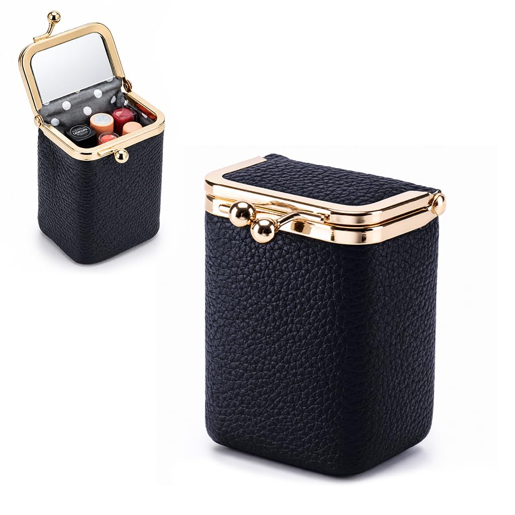 MAYCREATE® Lipstick Case with Mirror Mini Travel Cosmetic Bag Portable Vintage Kiss Lock Makeup Holder for Daily Touch Up-image-37