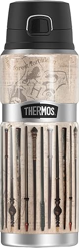 Harry Potter Wand Collage THERMOS - Botella de acero inoxidable King con aislamiento al vacío y doble pared, 24 onzas