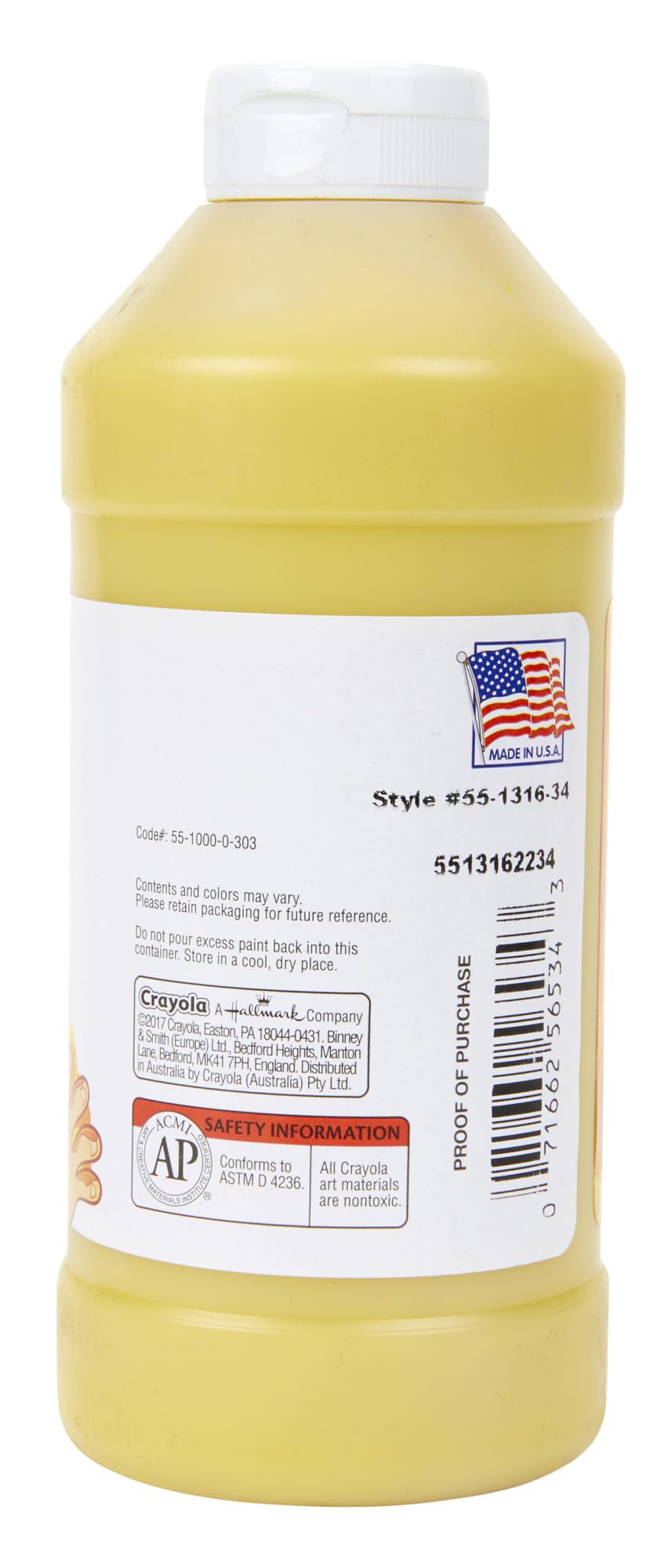 Washable Fingerpaint, Yellow, 16 oz