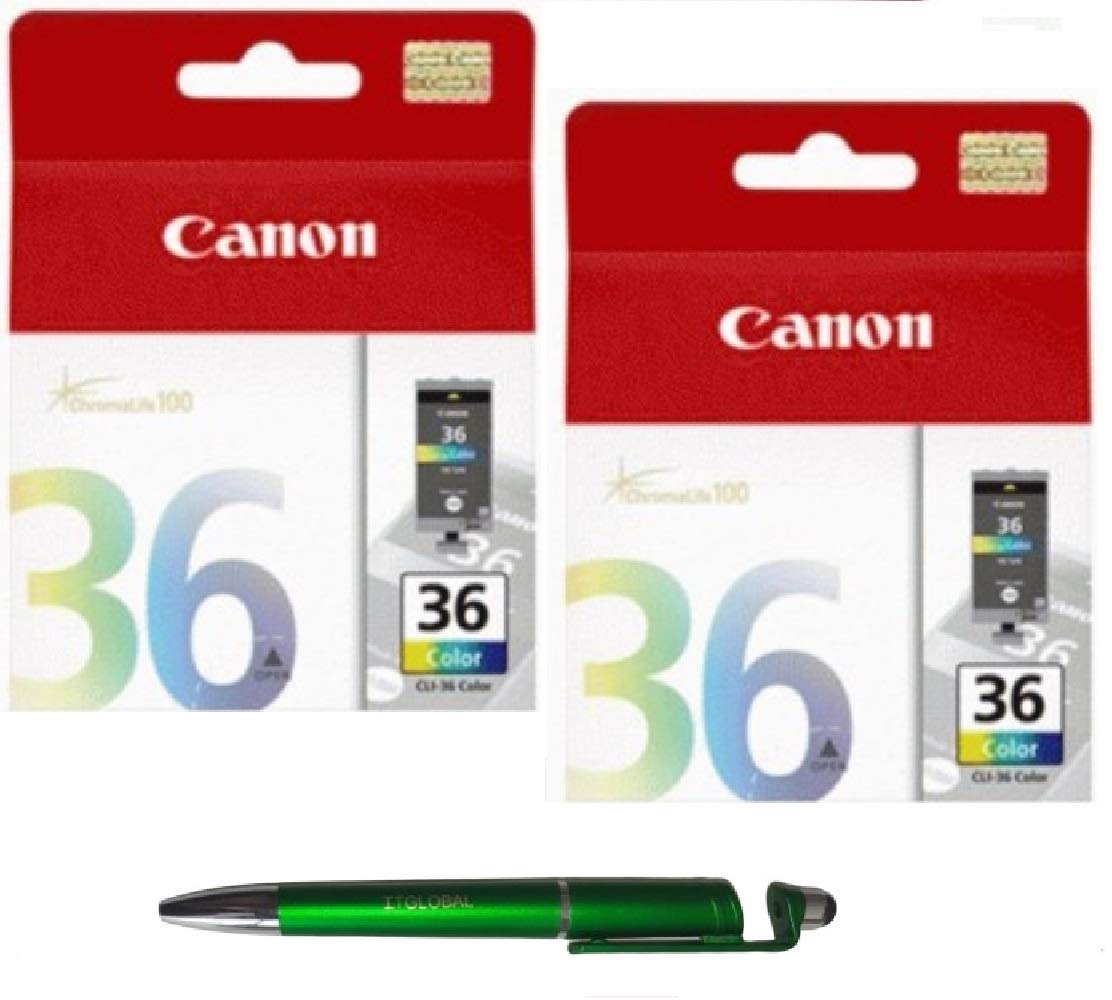 Canon CLI 36 Ink Cartridge -2 Pcs Pixma iP100 iP110 with ITGLOBAL 3in1 Multi-Function Mobile Phone Stand Stylus Pen Anti-Metal Texture Rotating Ballpoint Pen (Very Colors) (B081F7PQ1Y) Amazon Price History, Amazon Price Tracker