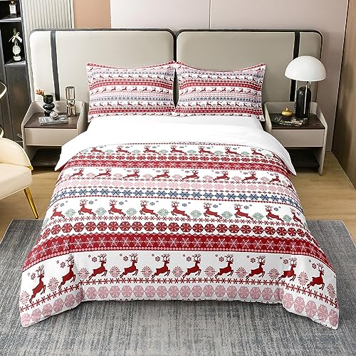 Frohe Weihnachten 100% Baumwolle Bettbezug Rot Weihnachten Bettwäsche...