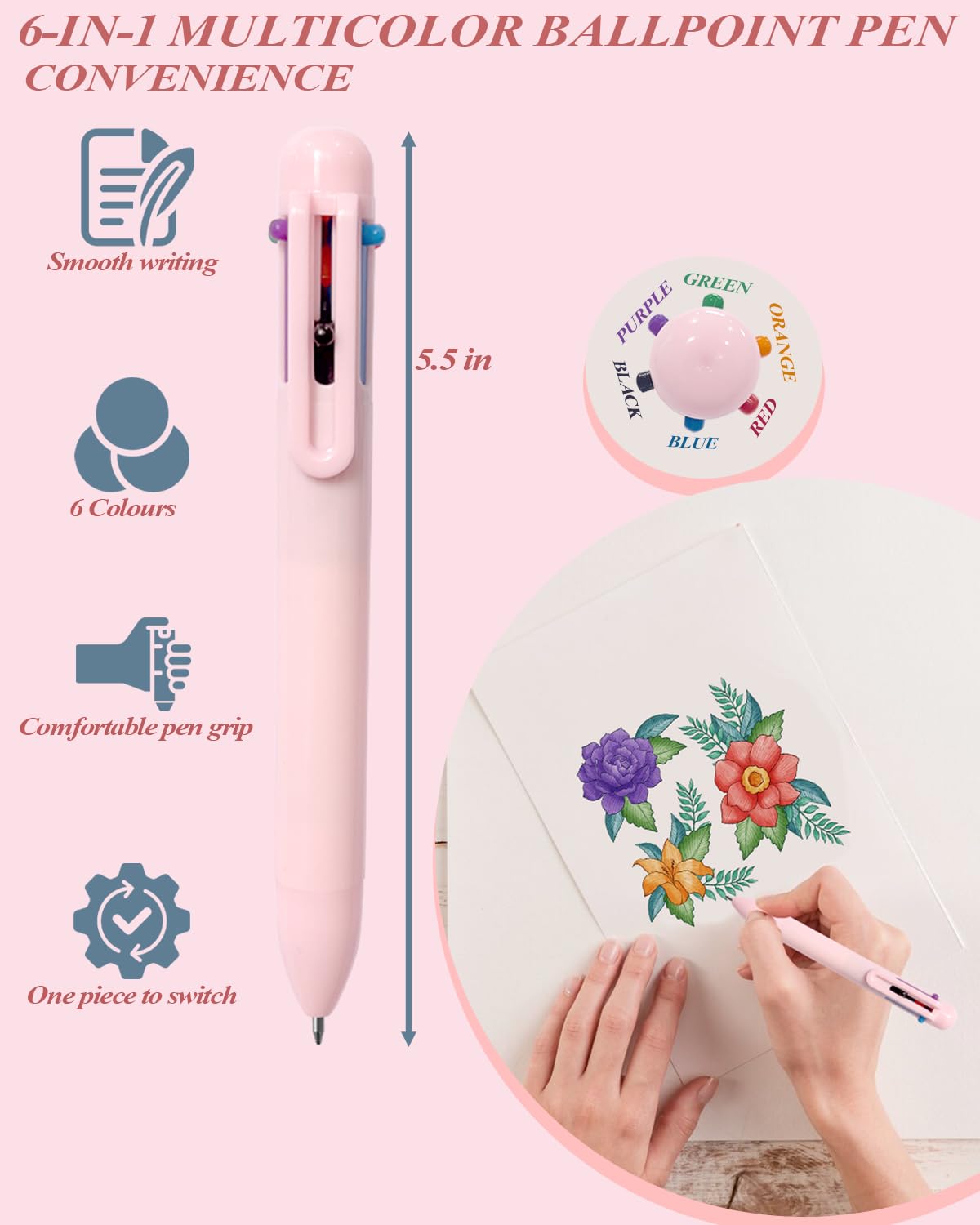 53 artículos escolares estéticos con bonito estuche, 12 resaltadores pastel, 5 bolígrafos negros y 6 bolígrafos de gel de tinta de color, bolígrafos, 4 lápices mecánicos de 0.5 a 2.0 mm, para juego de