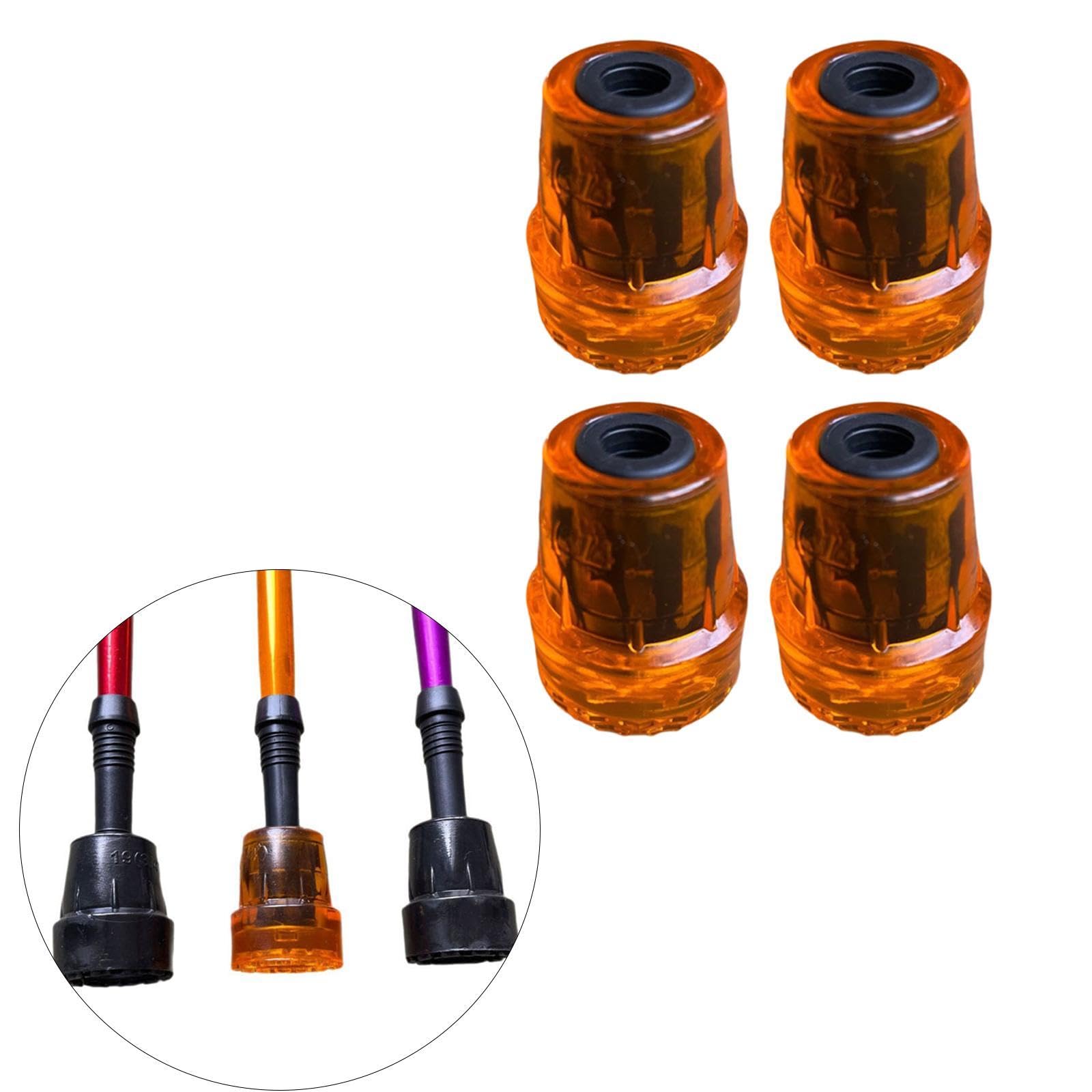 jojomis 4Pcs Hiking Pole Tips Wear Resistant Shock Absorbing Replacement Feet Protectors for 11/12mm Trekking Poles- Yellow