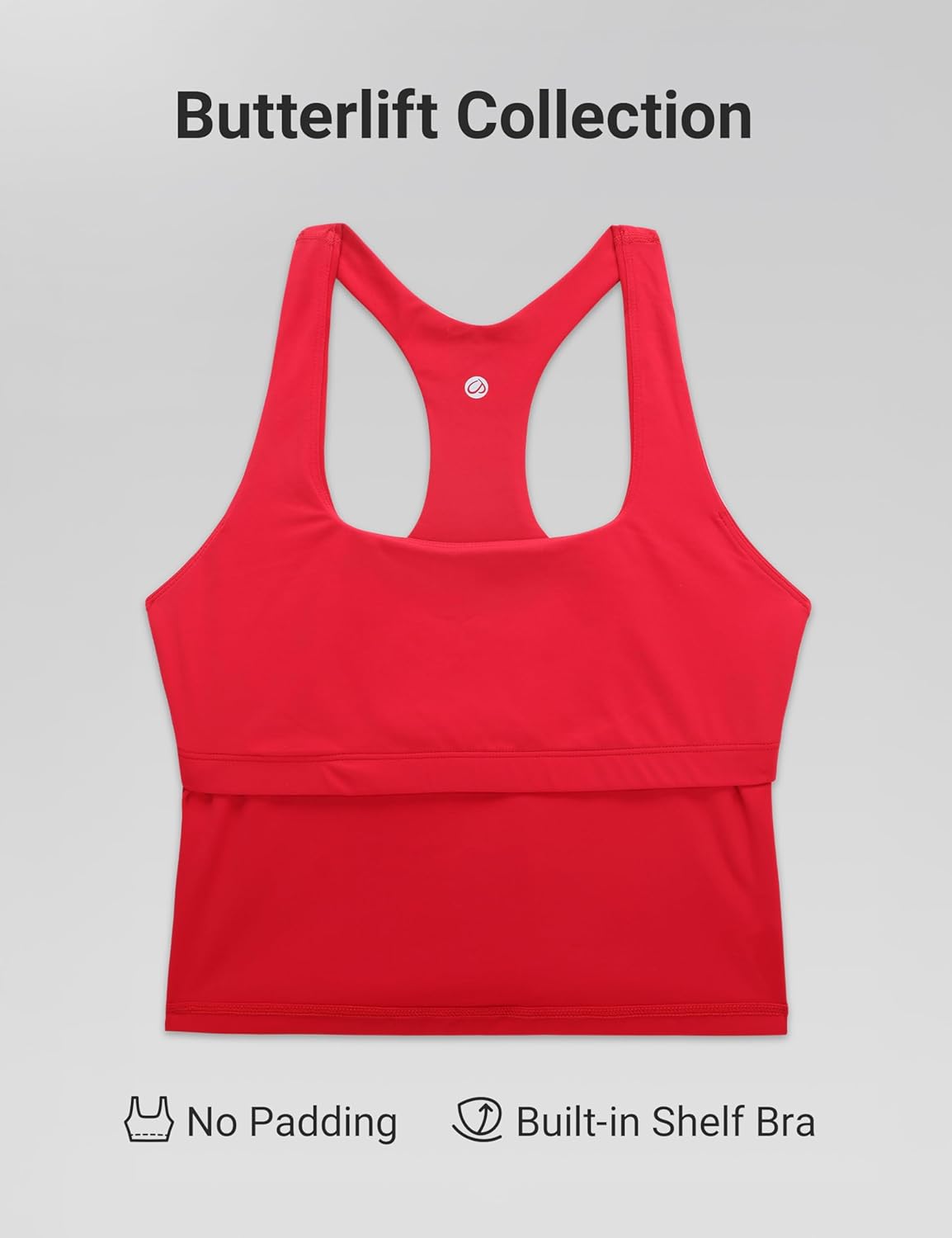 CRZ YOGA Butterlift Square Neck Crop Tank Tops for Women - Longline Racerback Sports Bras Yoga Cami Non Padded
