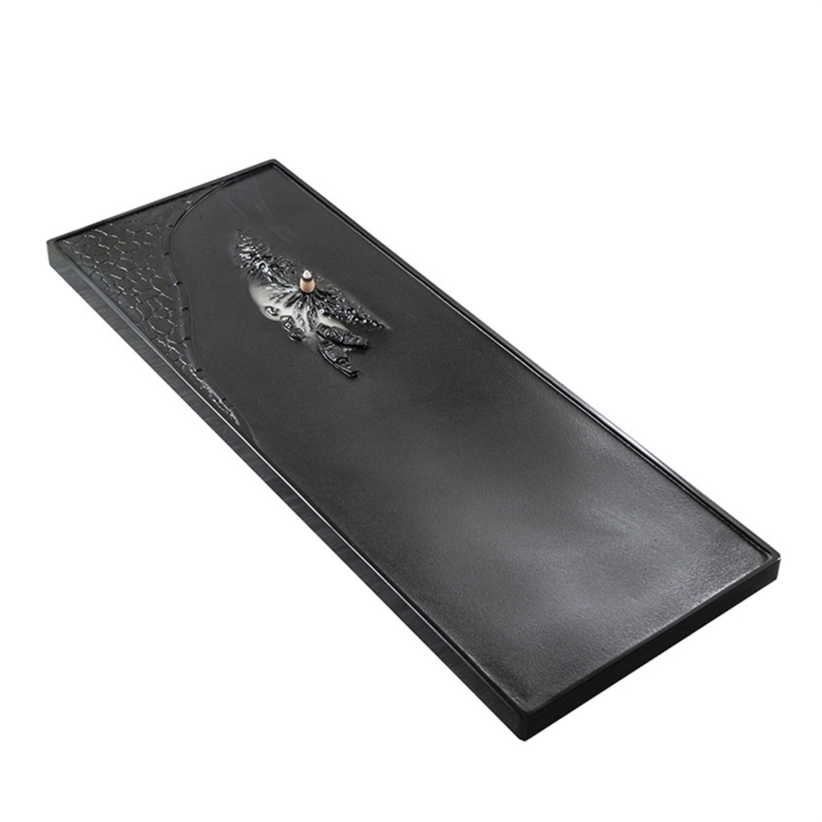 GTHTUHFD Tea Trays For Serving Ebonite Tea Tray Embedded Whole Piece Natural Stone Tea Table Home Office Carved Stone With Drainage Tea Tray Gongfu Tea Tray,size_name-80x35x3cm