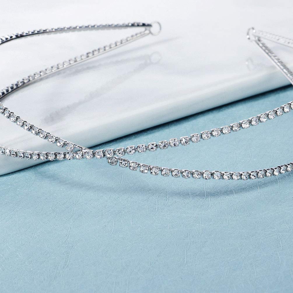 2 Cerchietti Per Capelli Con Glitter E Strass Champagne, Fascia Larga Elastica Per Donna E Ragazza