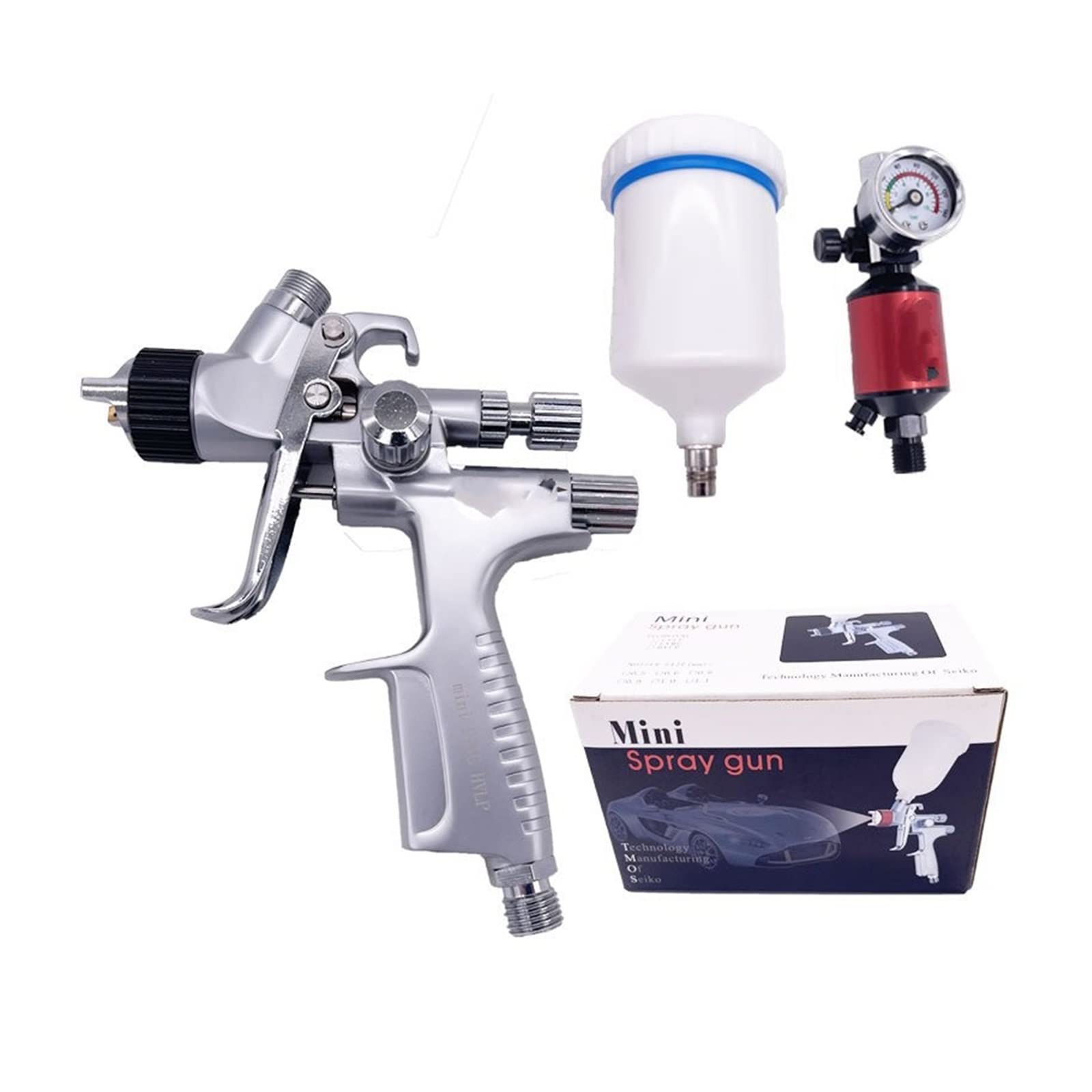 Boquilla Bomba de Engrase Pistolas de Pintura con Boquilla de 1,3 MM, Pistolas pulverizadoras industriales de Alta atomización con aerógrafo 959G Bomba de Engrase(Mini 0.8MM)