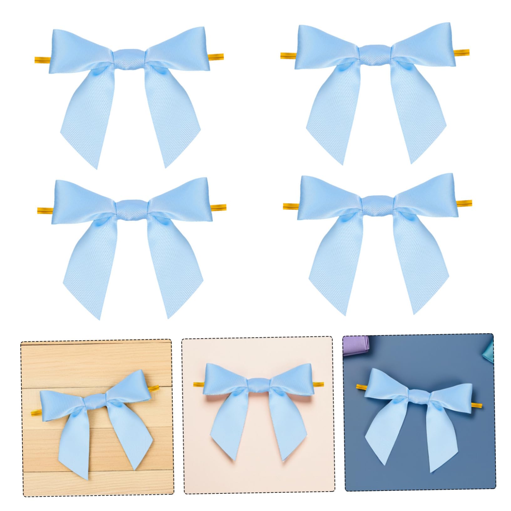 Anneome 100 Pezzi Fiocchi Twist Tie Azzurri per Sacchetti Regalo Fiocchi Pre-legati per Incarto Regali Feste Artigianato Chiusura Veloce e Decorativa