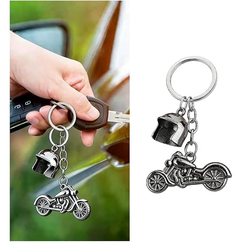 Motorcycle Helmet Keychain, Cool 3D Mini Helmet Keyring Pendant, Creative Motorbike Key Fob Holder, Universal Fit