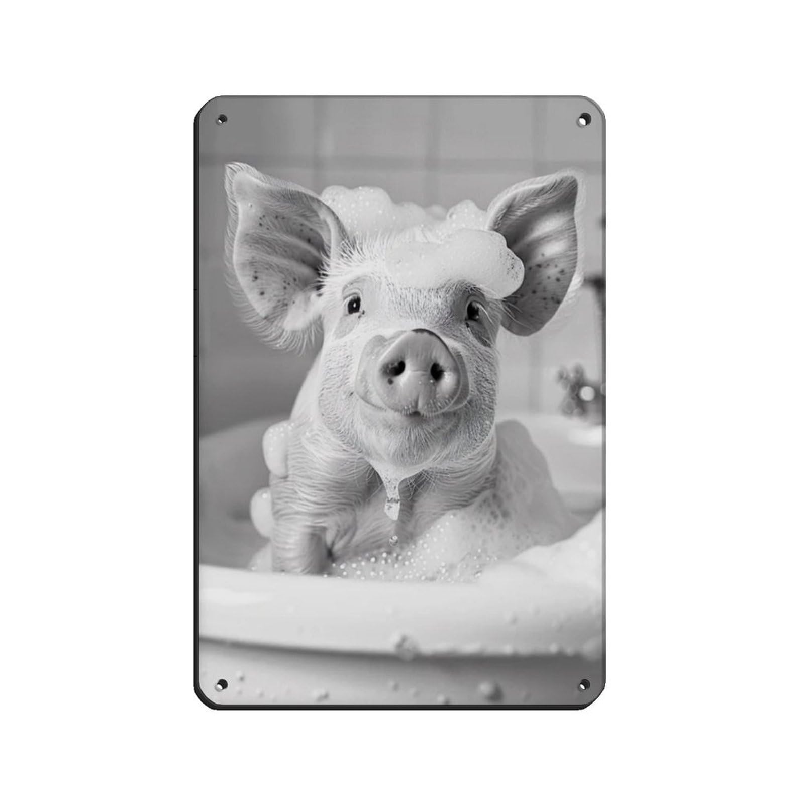 Pig in The Bathtub, Funny Animal Poster (2) Tin Sign Vintage Metal Pub Club Cafe Bar Home Wall Art Decoration Poster Retro 8x12inch(20x30cm)
