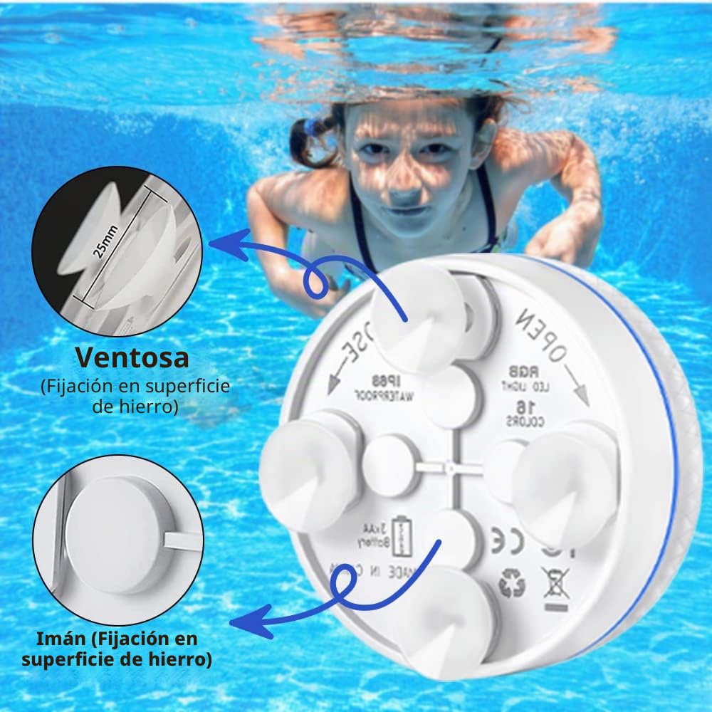 Luz subacuática, 4 unidades LED para piscina, luces magnéticas subacuáticas, IP68, resistente al agua, iluminación para estanque, bañera, fuente, acuario, decoración interior