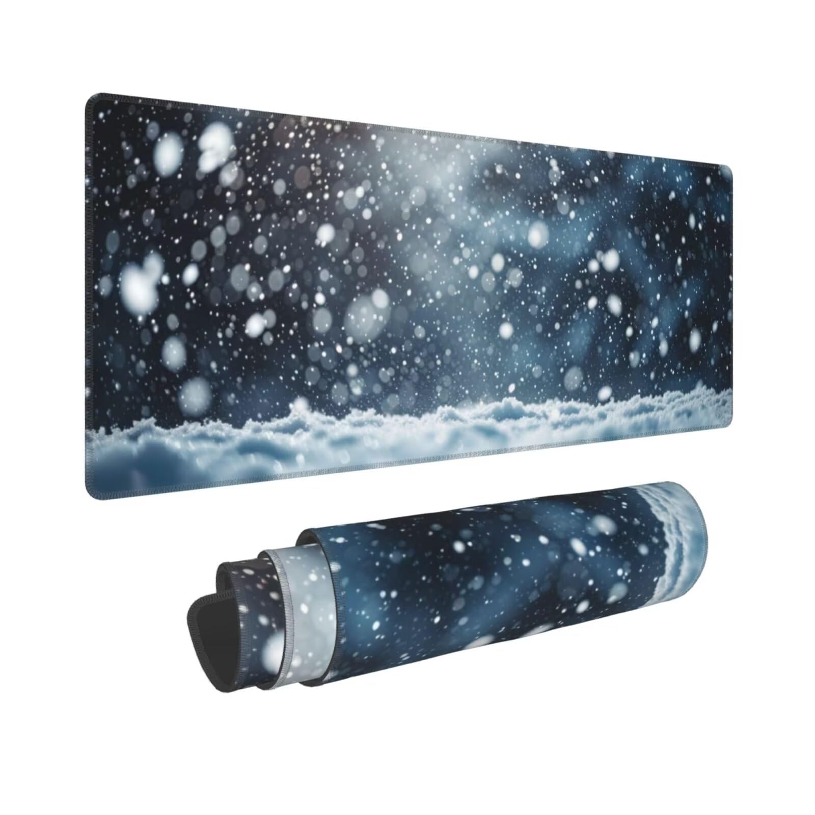 Tappetino Mouse, Tappetino Mouse Gaming Grande XXL 1500x800x3mm Tappetino Scrivania Mouse Pad, Base in Gomma Antiscivolo, Bordi Cuciti,Lavabile, Mousepad per Ufficio e Gaming (fiocchi di neve) R-701