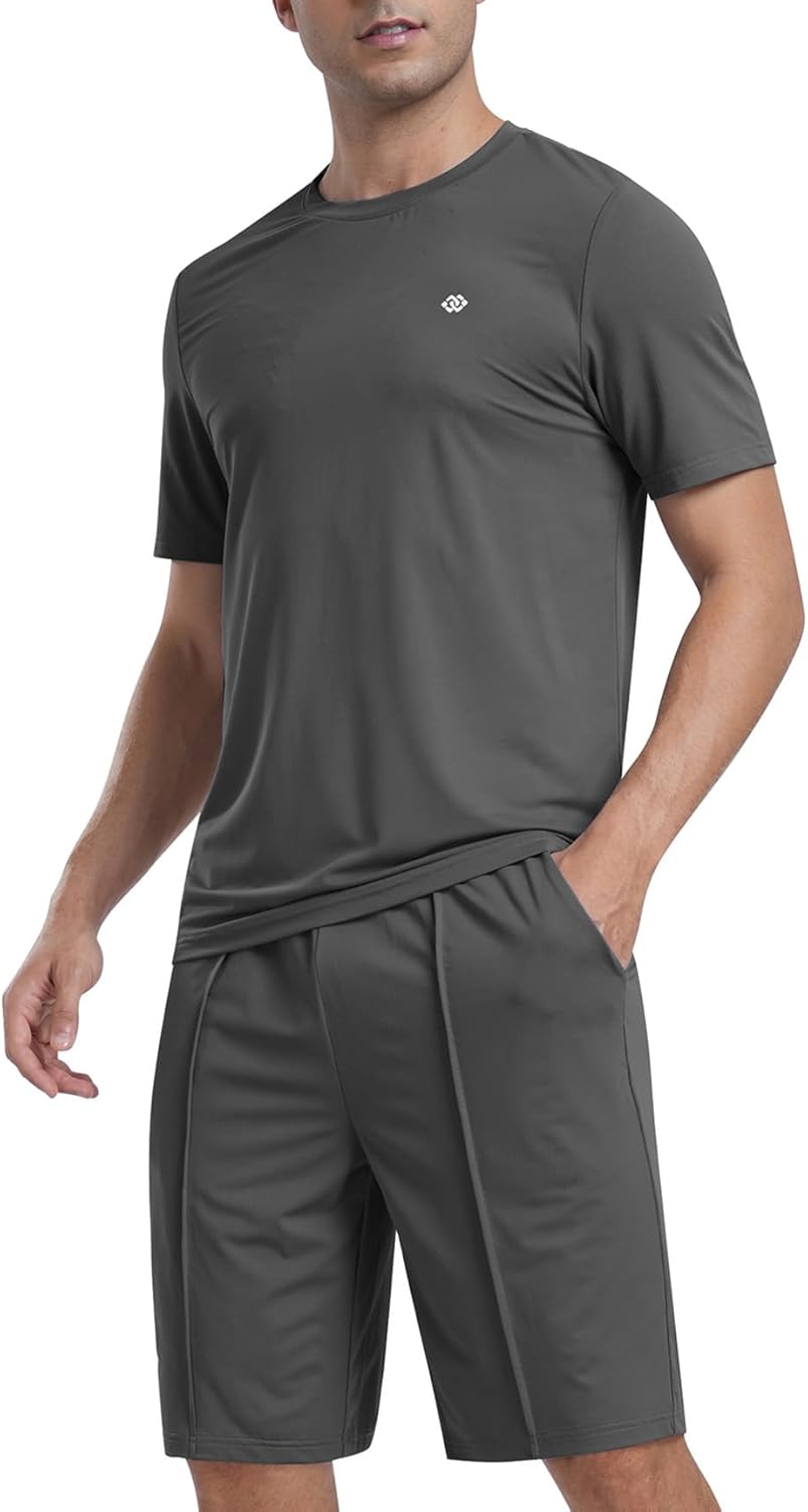 MoFiz Mens Tracksuits 2 Piece Short Set Outfits Cozy Lightweight Sweatsuits Active Running Sports Casual Sets