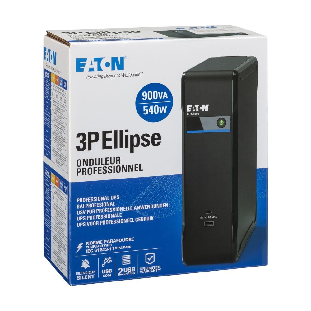 Eaton 3p Ellipse Gruppo Di Continuit? [ups] Standby [offline] 0,9 Kva 540 W 4 Presa[e] Ac (eaton 3p Ellipse 900 Usb Din/it - Ups - 220-240 V C.a. V -