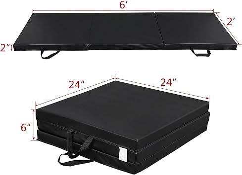 HomGarden Tumbling Mat, 6x2 Thick High Density Anti Tear Gymnastics Mat, Gym Folding Exercise Aerobics Mats w/Carrying Handles for Home Gym Exercise, Multiple Colors