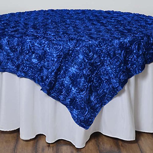 TABLECLOTHSFACTORY Wonderland Rosette Table Overlay 72"x72" - Royal Blue (Table Toppers)