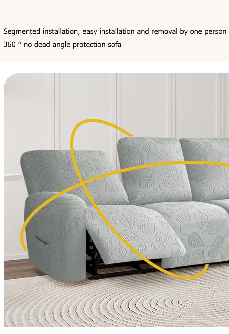 Copridivano super elasticizzato per divano reclinabile a 4 posti, con sollevamento elettrico, grigio per divani reclinabili a 1/2/3/4 cuscini