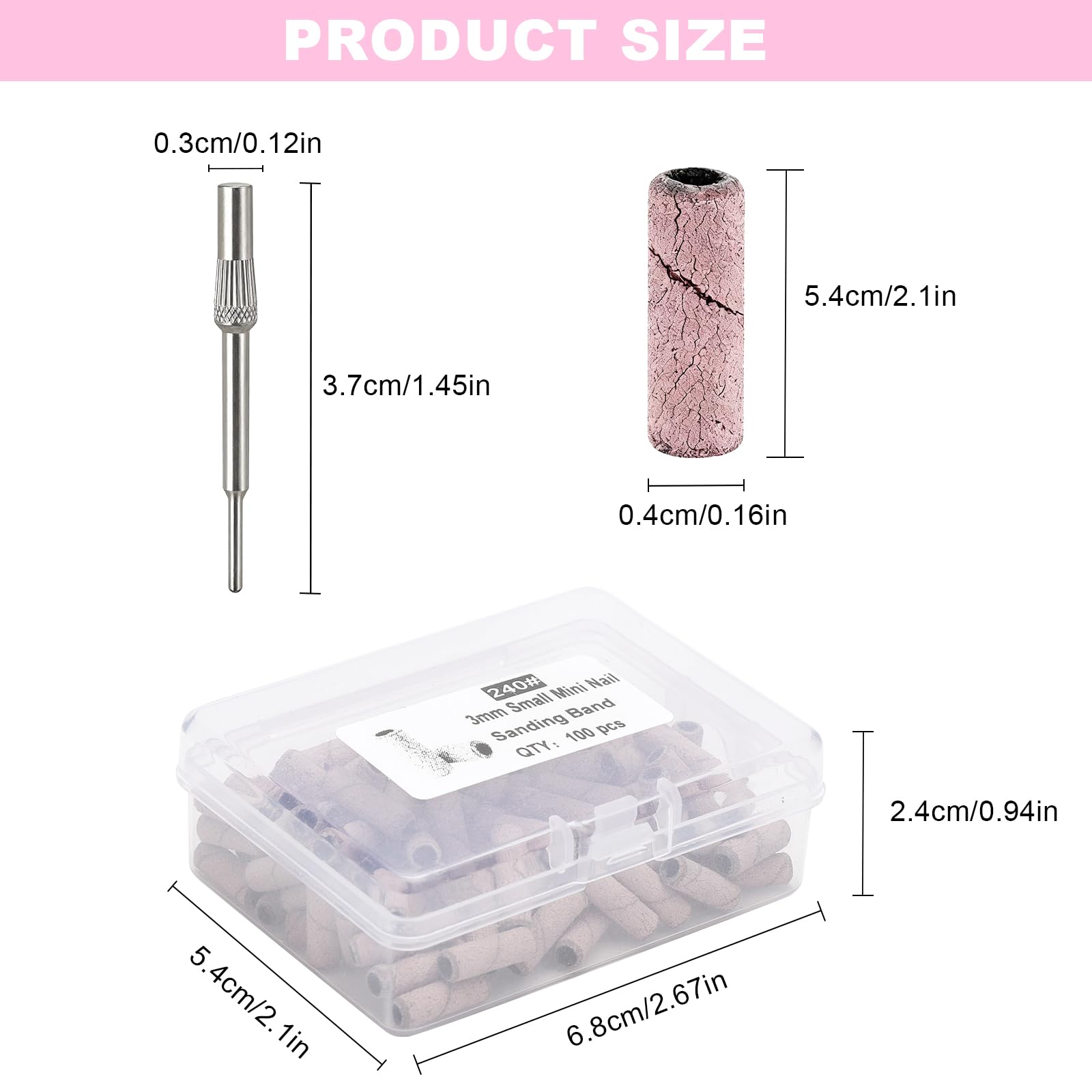 100 Piezas Bandas de Lijado Grano 240, Ultrafino Lijas para Uñas con 2 Brocas de Uñas, Profesionales Taladro Máquina Lima Electrica para Manicura