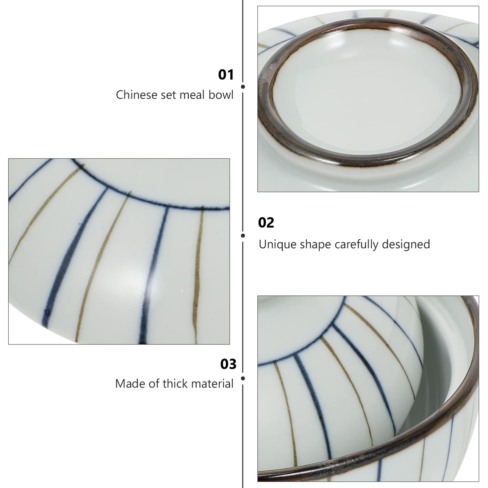 Porcelanowe miski do ramenu Pojemniki na żywność Pojemnik na jedzenie Pojemnik na jedzenie 3 szt. Wyśmienite jedzenie Serwowanie salaterki Ceramiczna zupa Ryż Miska na makaron do domu Miski ryżu Japoń