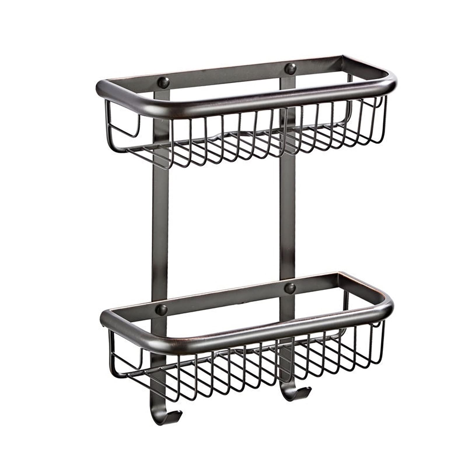 Yuidaaavzz Double-Layer Square Bathroom Shelf Corner Shower Bright Basket Shelf Tidy Rack Caddy Storage Organizer