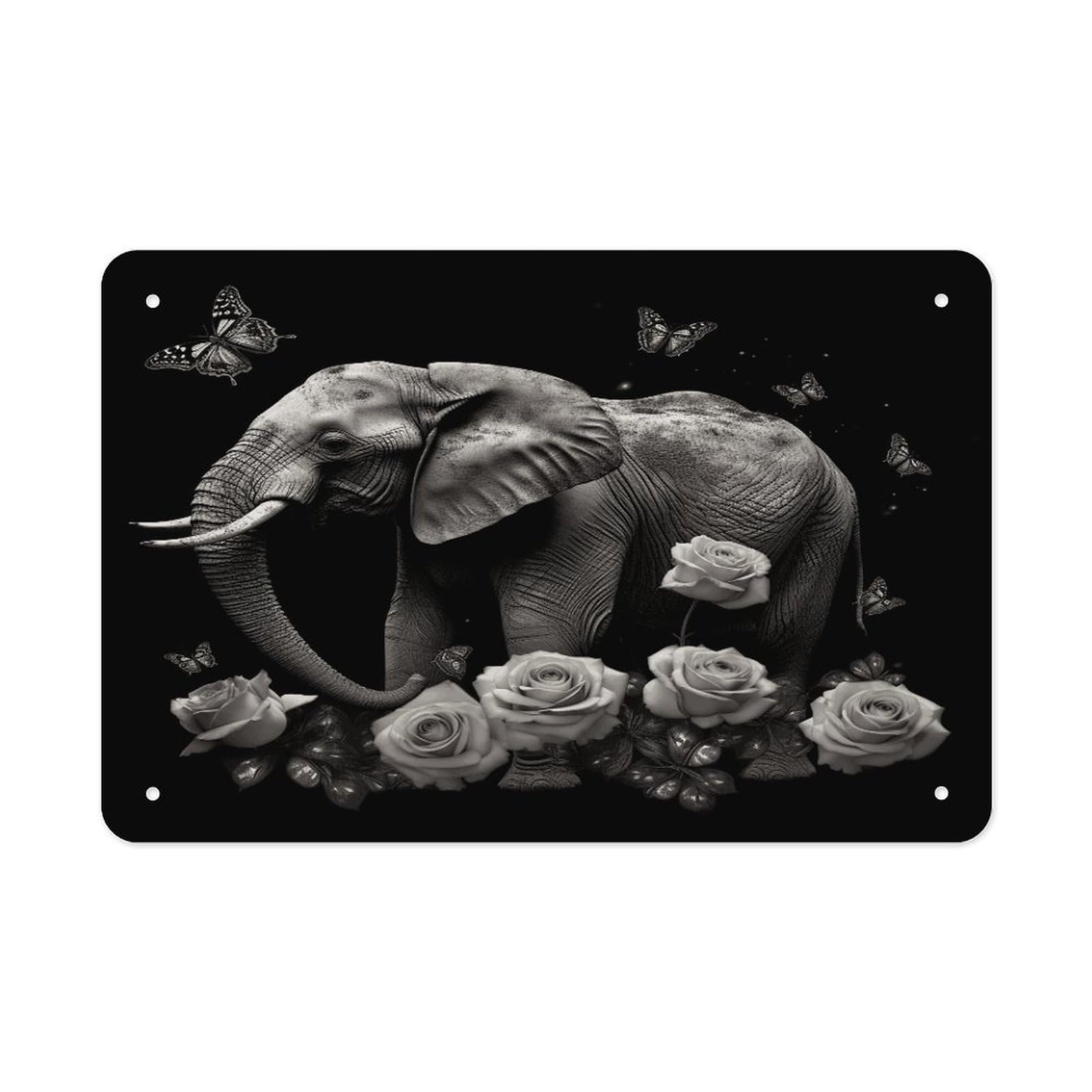 Fodpand Style Elephant And Butterfly Wall Art Metal Signs Tin Sign