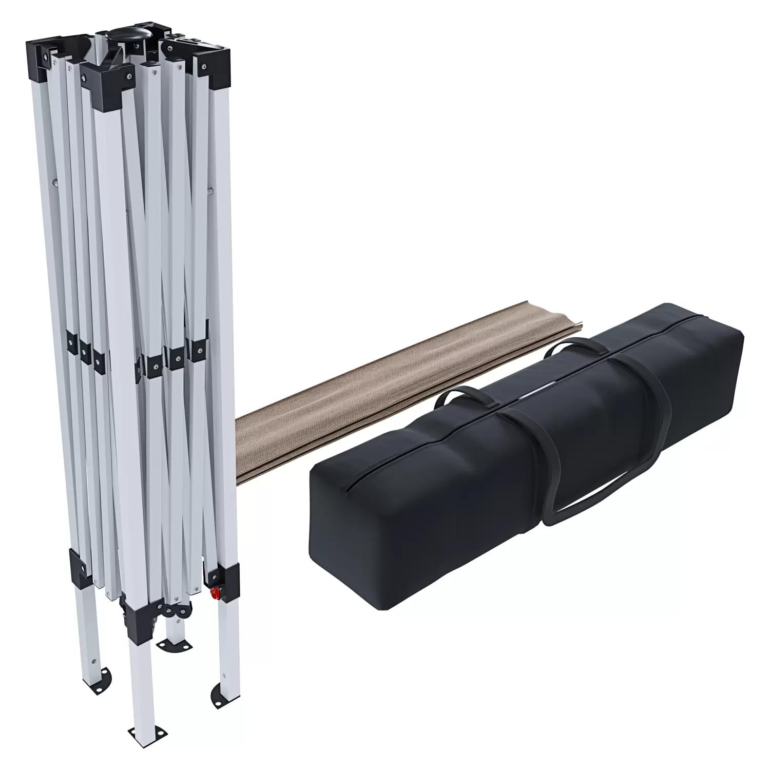 BRICOZONE Gazebo Pieghevole 3 x 3 M Idrorepellente con Struttura in Acciaio Copertura 160 gr/m² e 4 Sacche per Pesi Sacca di Trasporto Chiusura a Fisarmonica per Giardino Campeggio Fiere (Tortora)