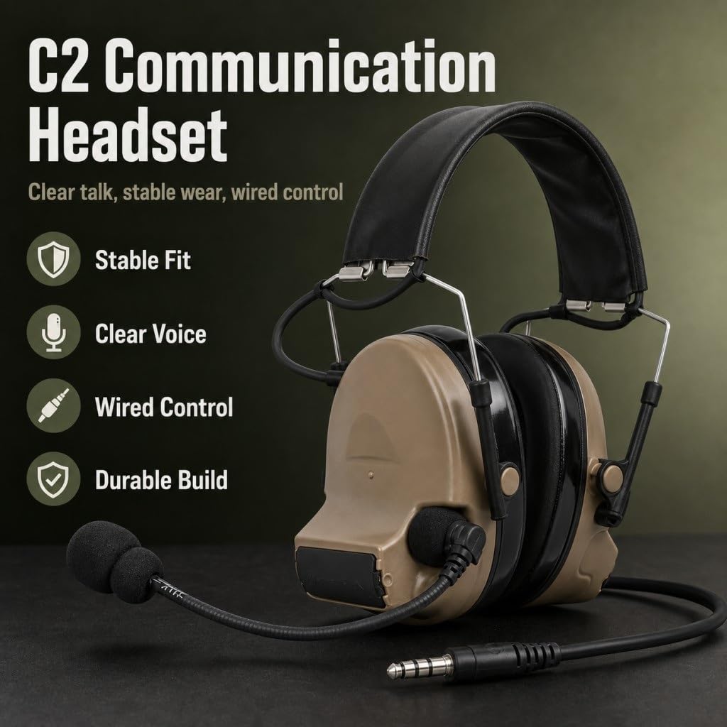 Auriculares Tácticos con Reducción De Ruido C2 For Comunicación Caza Airsoft Al Aire Libre