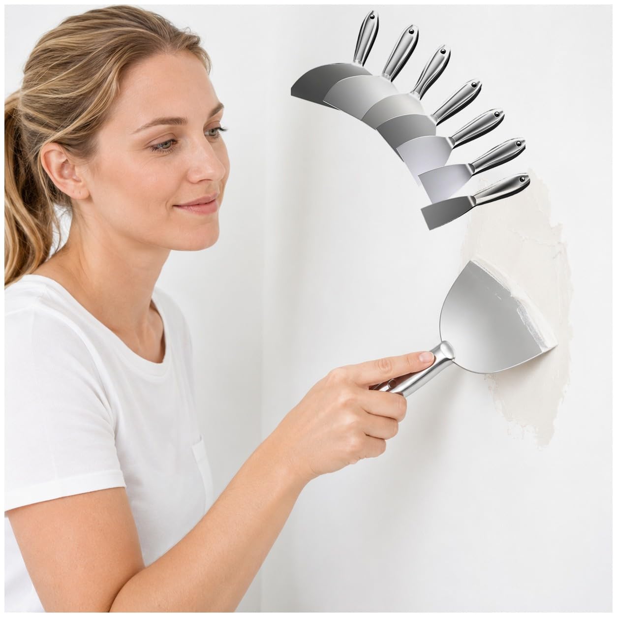 Bananaww Stainless Steel Putty Set, Paint Scraper Drywall Set, Plasterboard Tools, Handle Scraper for Repairing Drywall, Plaster Scraping, Wallpaper Removing, 1pcs