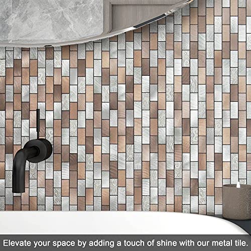 Vaovi Peel And Stick Backsplash,Kitchen Backsplash Peel And Stick Metal Backsplash Peel And Stick Brick 3D Tile Stickers(10Sheets,Brown) #TOP3