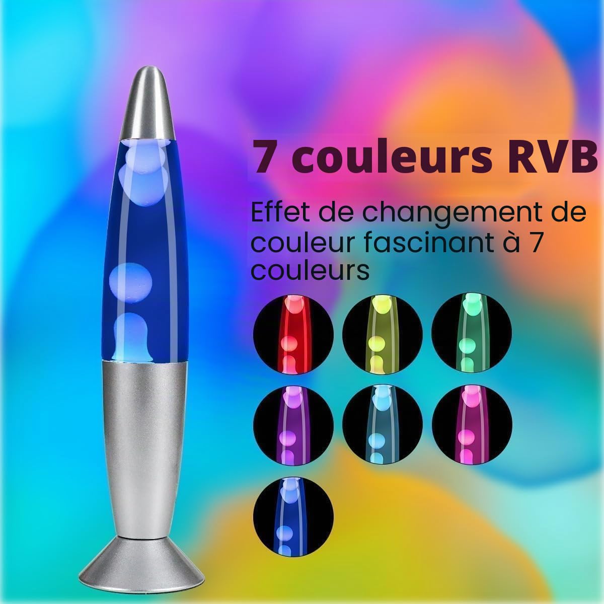 MissionMars MODEZVOUS Lampe Lave 35 cm, Lampe Magma Lave, ampoule R39 de 25 W fournie, Interrupteur - Rouge, Bleu, Vert (Rouge)