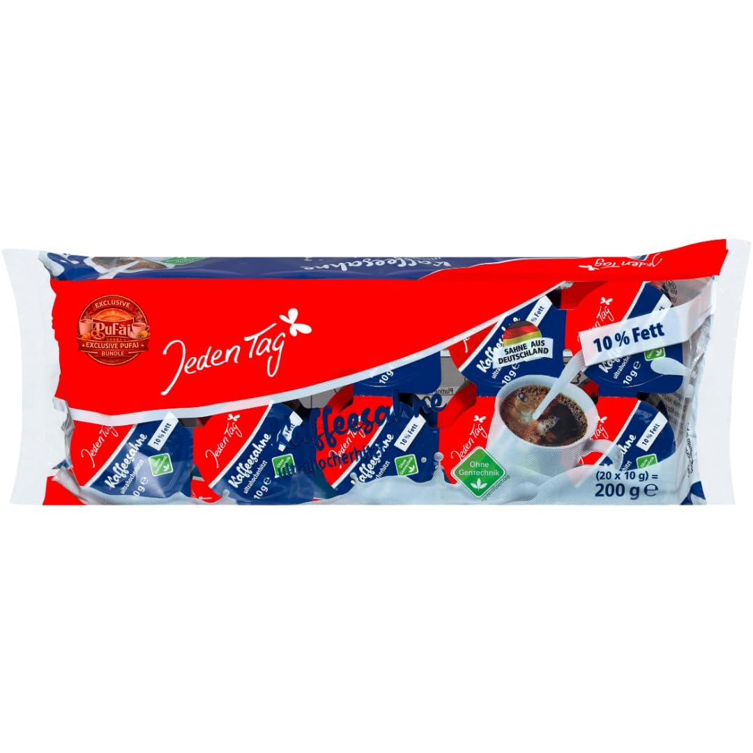 PUFAI Bundle – Jeden Tag Kaffeesahne 10% 20 x 10g x15 Er – Portionsmilch für Kaffee, Einzelportionen, Gastronomie & Haushalt