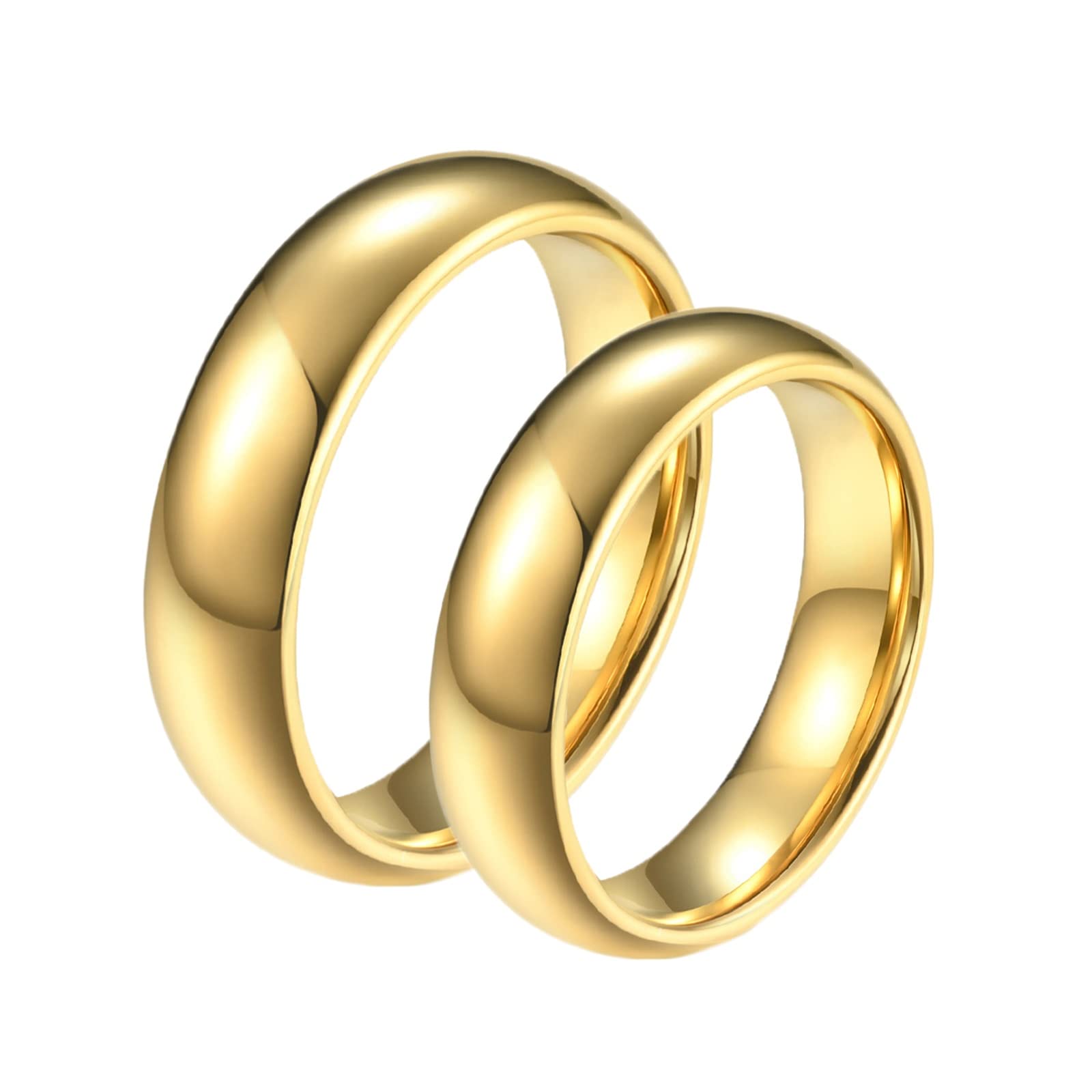 Anelli dell'amicizia da donna, anello da donna in tungsteno oro lucido da 6 mm, regalo di fidanzamento da donna, R 1/2 for women, T 1/2 for Men, Tungsteno