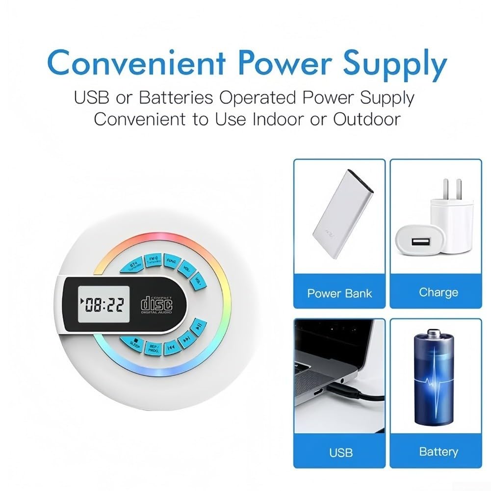 Lettore CD senza fili da 2000 mAh per batteria da viaggio (nero) | 5.3, segnale stabile, doppio streaming wireless, facile accoppiamento con telefono cellulare