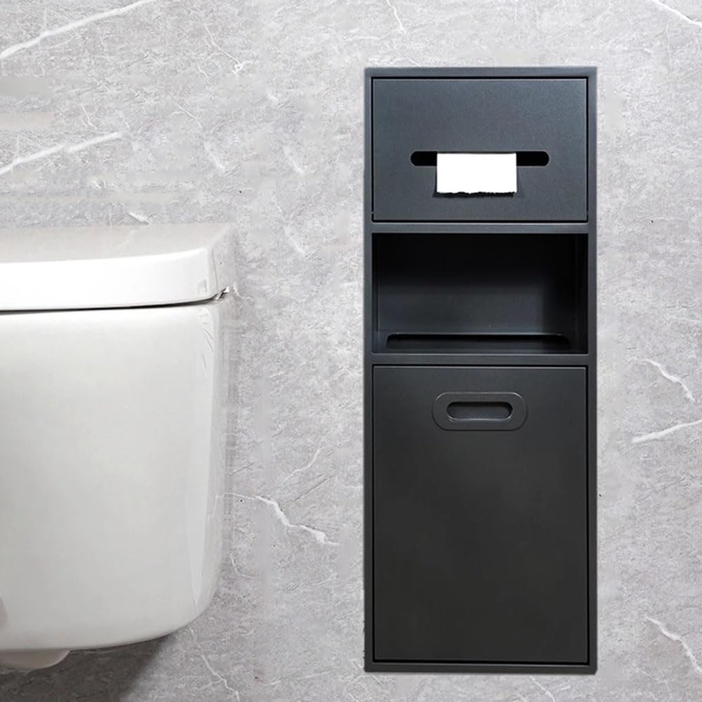 Niche murale salle de bain inox avec distributeur papier et poubelle
