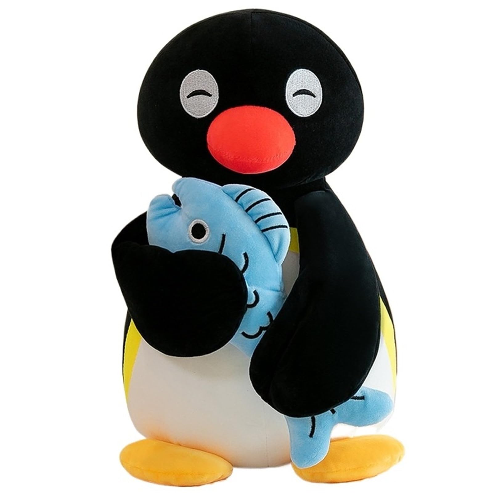 KUKUShining Penguin Plush, Cuddly Stuffed Animals Pillow with Fish Realistic Soft Plushies Toy Home Decor Gifts for Childrens(40cm/15.7in)