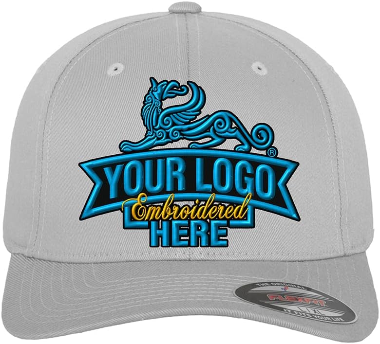 Custom Embroidered Flex Fitted Baseball hat. Flex Fitted Baseball 6277/6477 Baseball Cap. Place Your Own Logo or Design