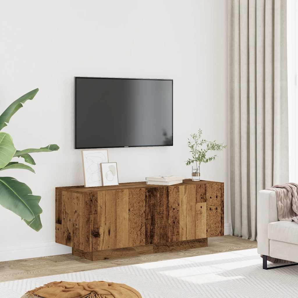Gecheer TV-Schrank, Holzwerkstoff mit Altholz-Optik, Zwei kombinierbare Einheiten, 100 x 35 x 40 cm, für Wohnzimmer und Media Center