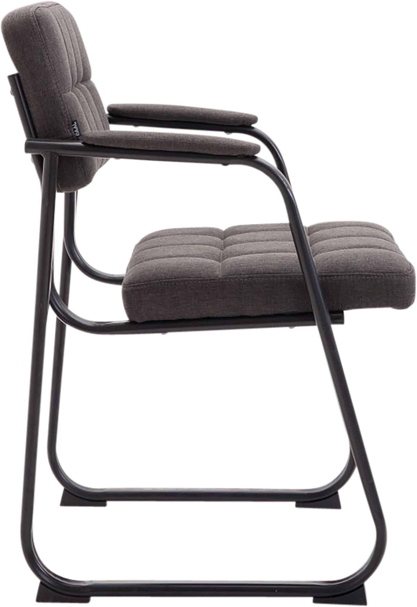 CLP Sedia con braccioli Canada B, sedia visitatore imbottita, struttura in metallo nero opaco, sedia da conferenza, sedia sala d attesa tessuto, Colore:grigio scuro