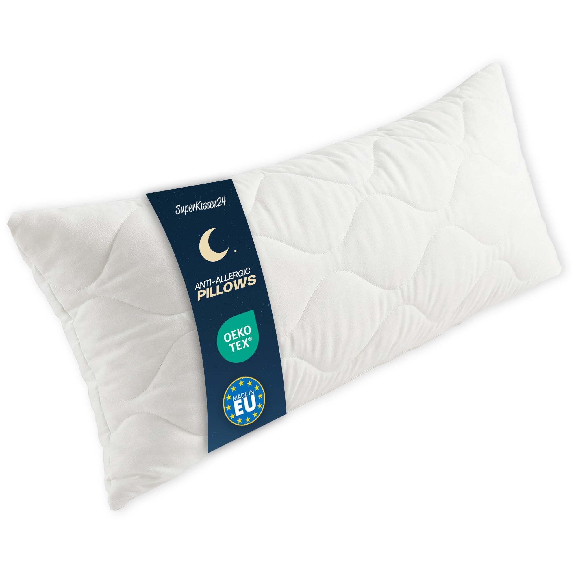Superkissen24. Bed Microfibre Pillows 80x40 cm with Polyester Stuffing - Machine Washable, Hypoallergenic - Soft Pillow for Sofa, Couch - Good Sleep White