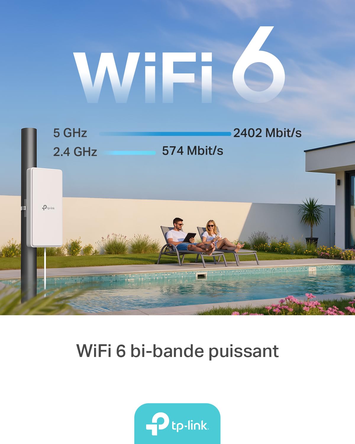 TP-Link Archer NX500-Outdoor Router 5G avec SIM d'extérieur, WiFi 6 AX3000Mbps Dual Band, 5G jusqu'à 4,67 Gbps, connecte 200+ appareils, Port 2,5 GE, PoE passif/802.3af/at, IP66, Montage Facile