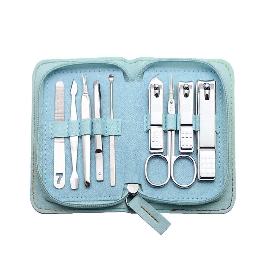 Ensemble de coupe-ongles Ensemble de coupe-ongles domestique Outils de manucure à ongles rose Ensemble de pédicure rectangulaire Outils de soins de beauté en argent (ensemble de 9) Ensemble de manucur