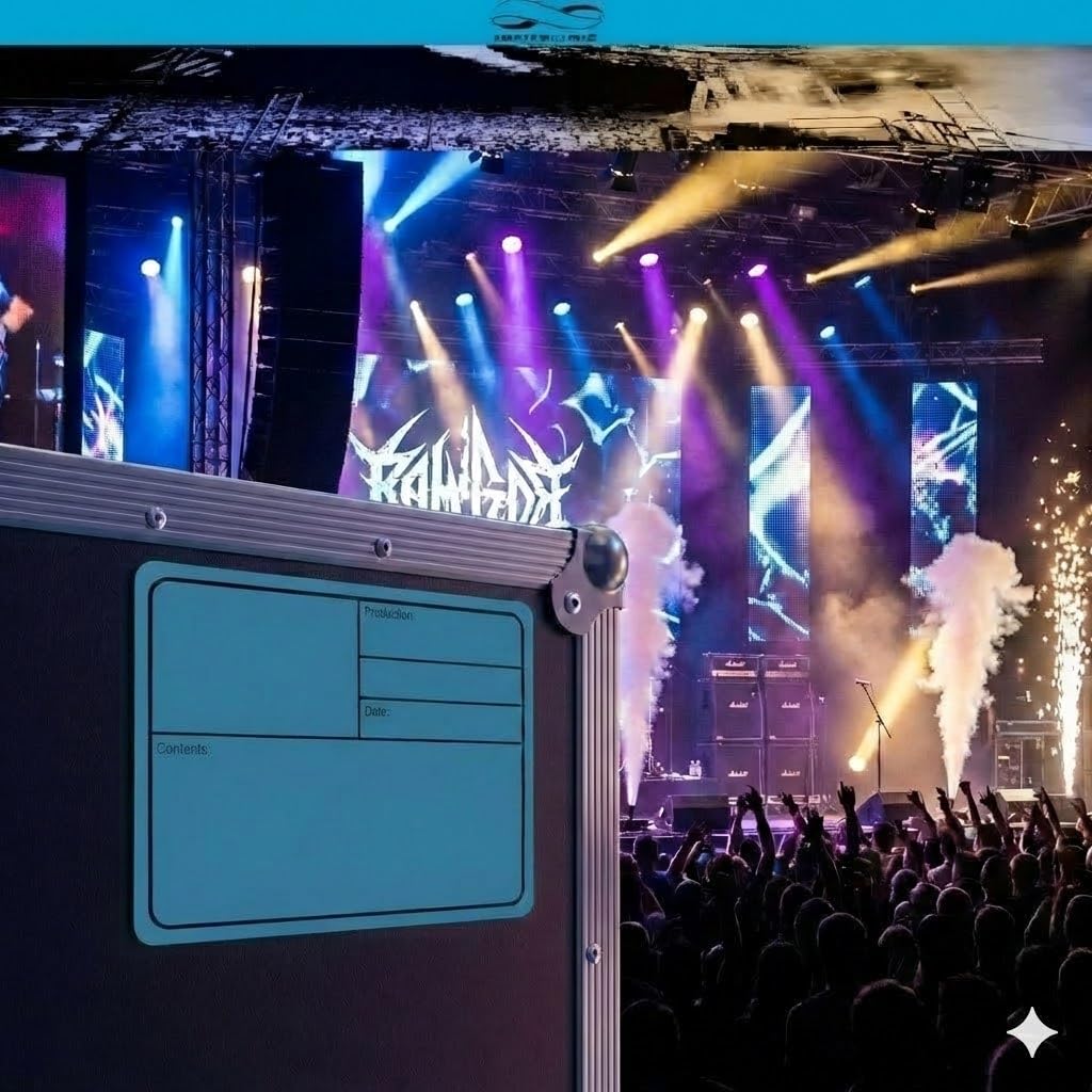 Infitronic Magnetische Flight Case Labels 177x127mm Blau Wiederverwendbare Tour-Etiketten