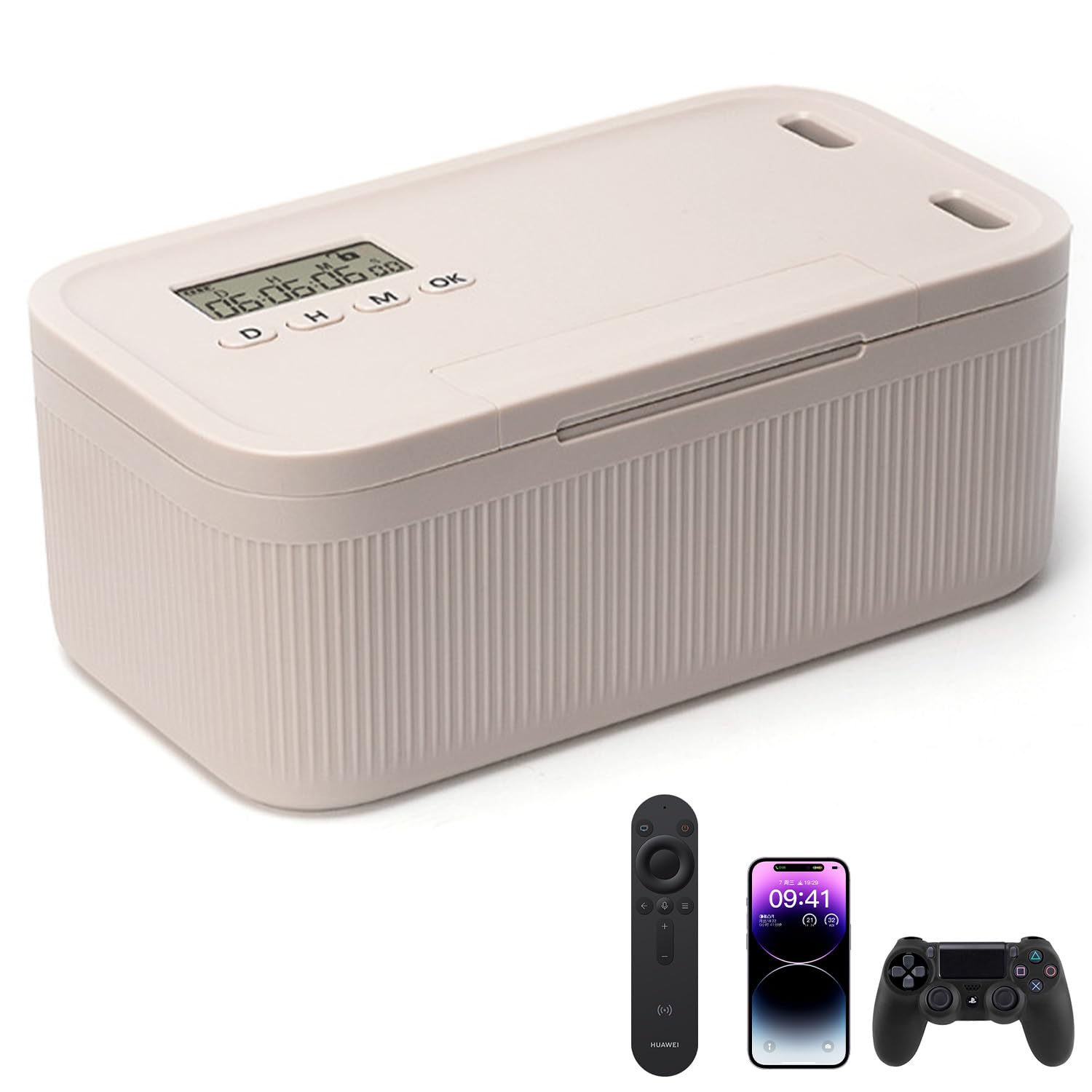 Handy Safe mit Zeitschloss, Abschließbare Box mit Timern, Selbstkontrolle Timer Schließfach für Handy Snacks, Alkohol oder andere unerwünschte Versuchungen Handy Gefängnis für Arbeit & Kinder (Weiß)