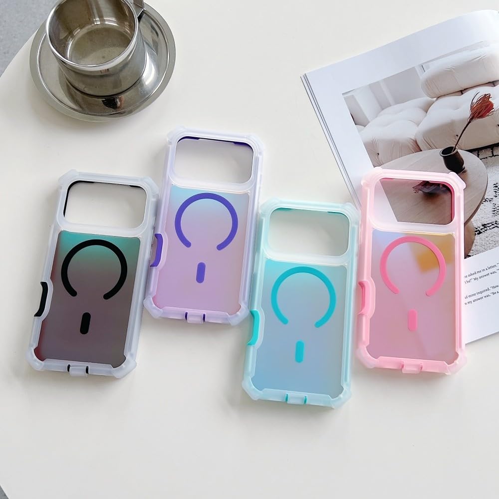 Generic Schutzhülle kompatibel mit iPhone 14 Pro (Farbe: Schwarz), solide, harte, transparente Rückseite, magnetische Silikonhülle