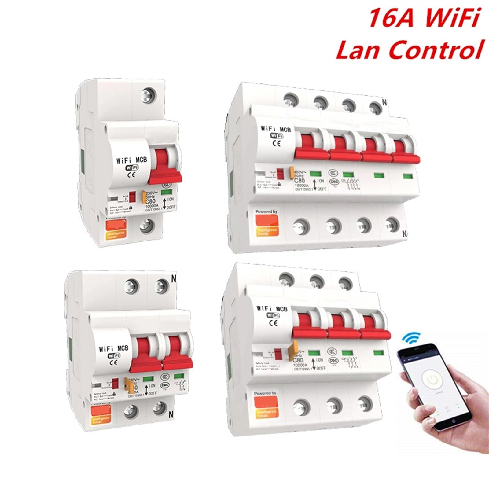 Smart Life 16A Interruttore Automatico WiFi Intelligente Protezione da cortocircuito Interruttore WiFi con Telecomando Compatibile(3P 16A)